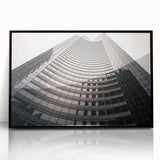 Large abstract wall art depicting a stylized London skyline in muted black and gray tones on a framed acrylic.