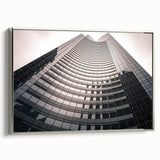 Landscape art painting of London featuring colorful art on black background in a silver-framed canvas.