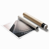 Extra large rolled print of London scenery with floral accents in pastel shades, ideal for classy bathroom wall art.