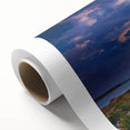Art deco poster of a serene Estonian landscape in pastel shades on rolled canvas, ideal for nursery wall art.