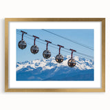 Abstract art print of the French Alps in muted earth tones on a framed canvas, suitable for dining room decor.