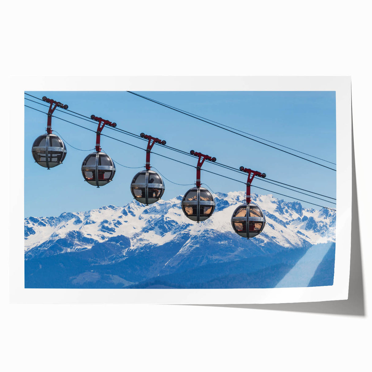 Rolled print of the French Alps with vivid green and blue tones, ideal for art wall dining room.