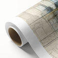 Art deco poster of Paris scenery in pastel shades on rolled canvas, suitable for nursery wall art.