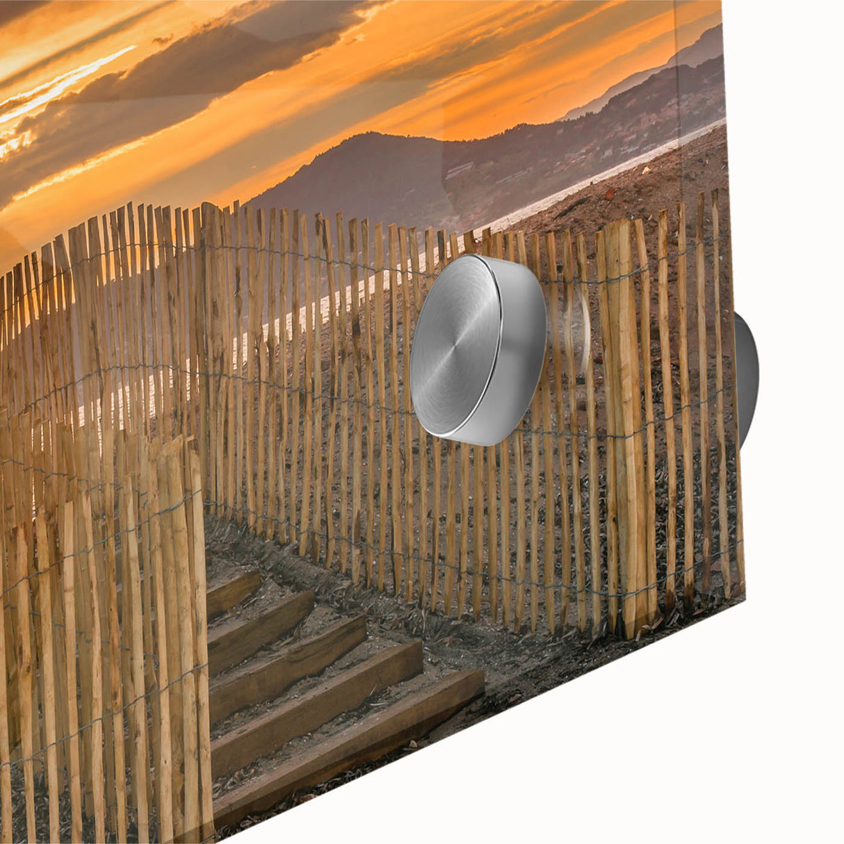 Large abstract wall art of a southern France scenery in muted earth tones on acrylic glass, ideal for dining room ambiance.