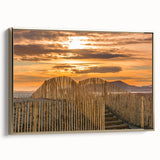 Framed canvas depicting a vintage-style landscape painting of southern France in muted gold and black tones.