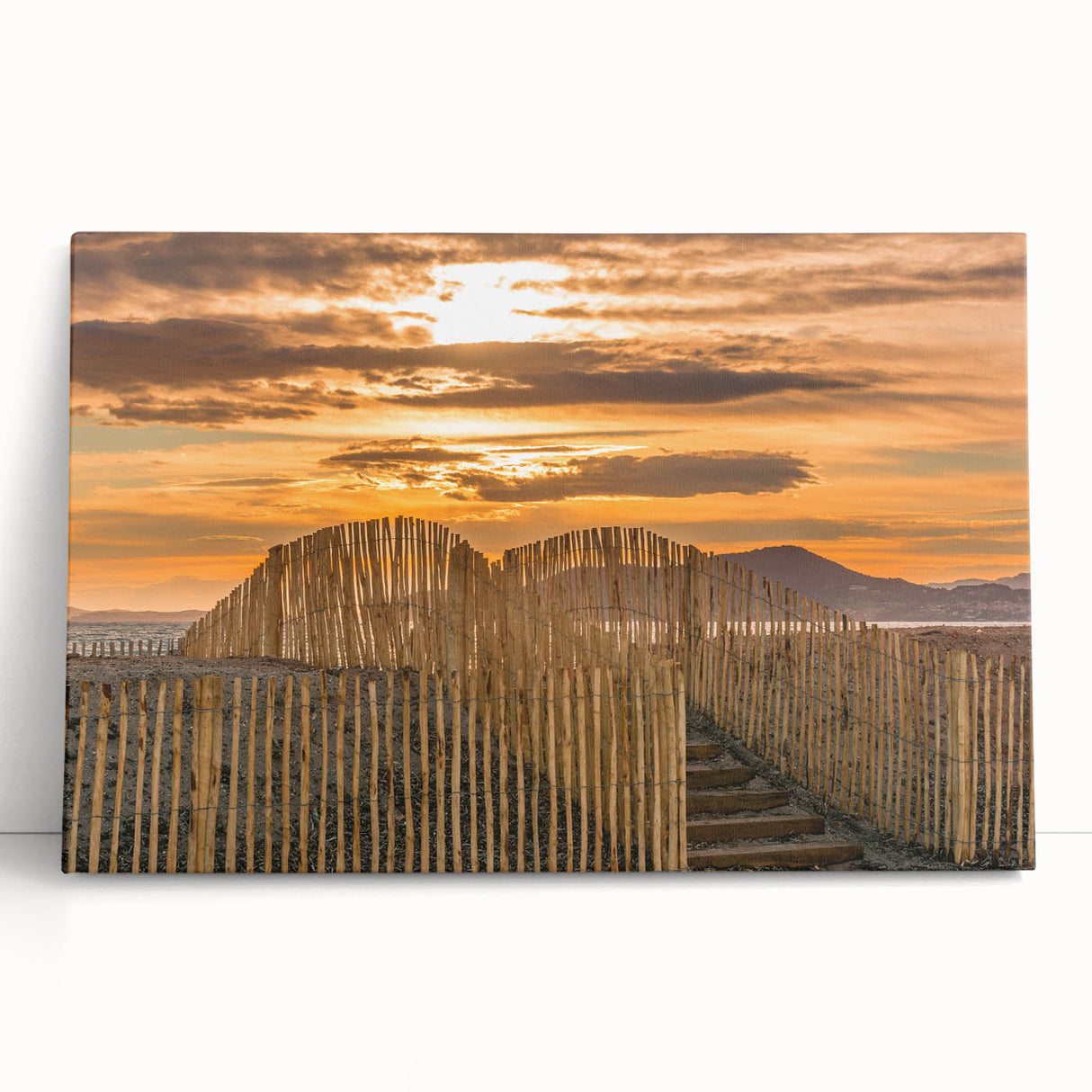 Large black and white stretched canvas of a serene South France landscape, ideal for kitchen wall art.
