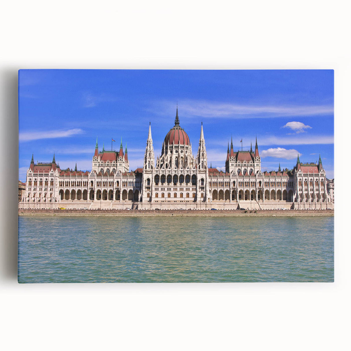 Black and white photograph of a European cityscape on stretched canvas, suitable as kitchen wall art or for bedroom ambiance.