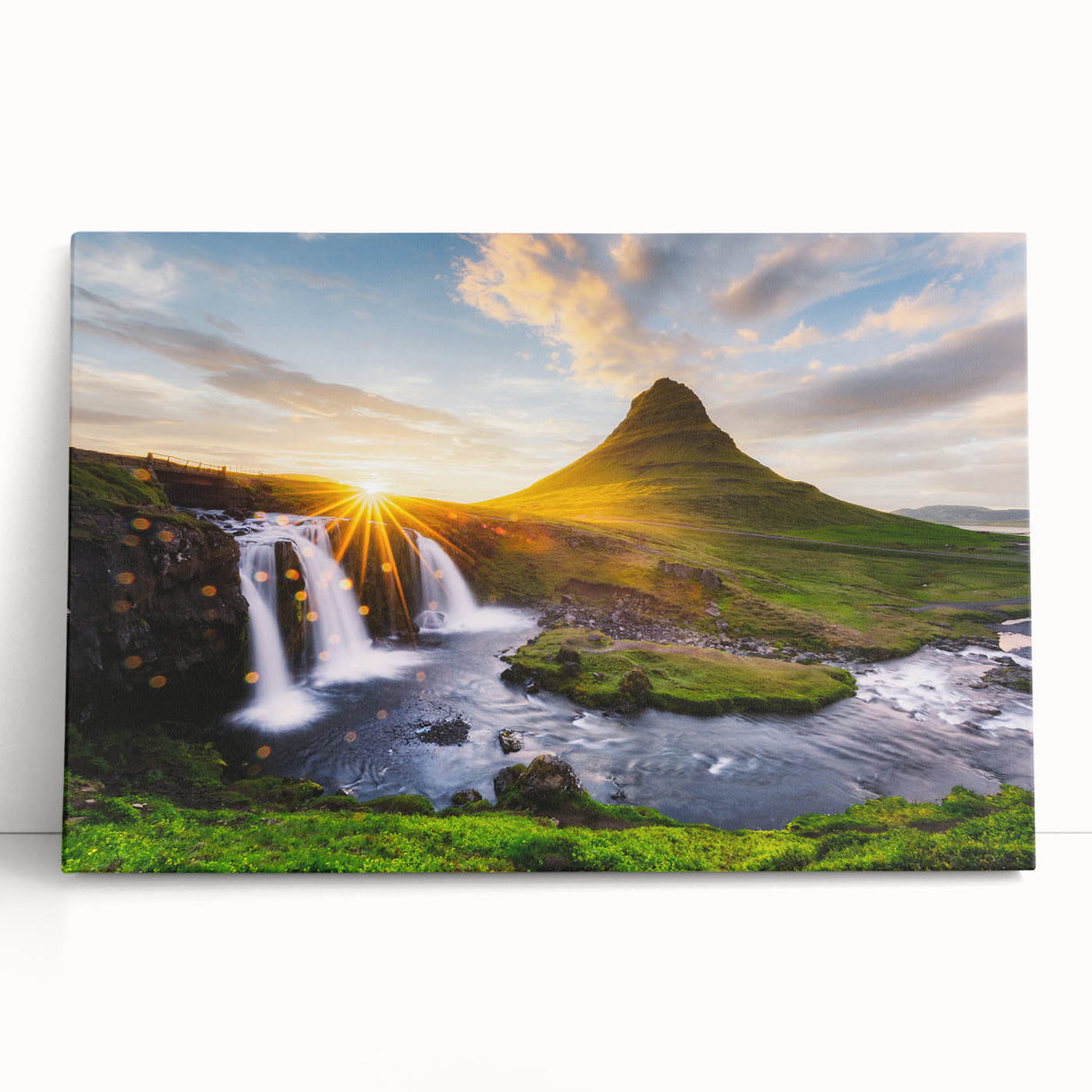 Black and white photograph of an Icelandic landscape on large stretched canvas, suitable as kitchen wall art.
