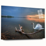 Large abstract wall art depicting a European landscape in muted earth tones on acrylic glass.