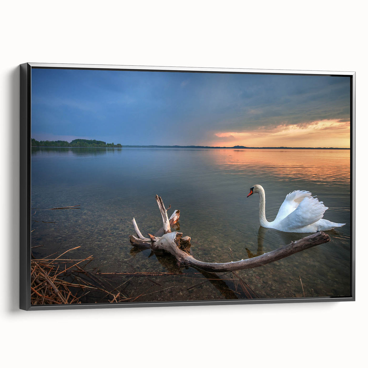 Black and white vintage poster art of a European landscape on framed canvas, ideal for bedroom wall decor.