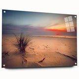 Large abstract wall art depicting a European Lithuanian scenery in vibrant colors on acrylic glass.
