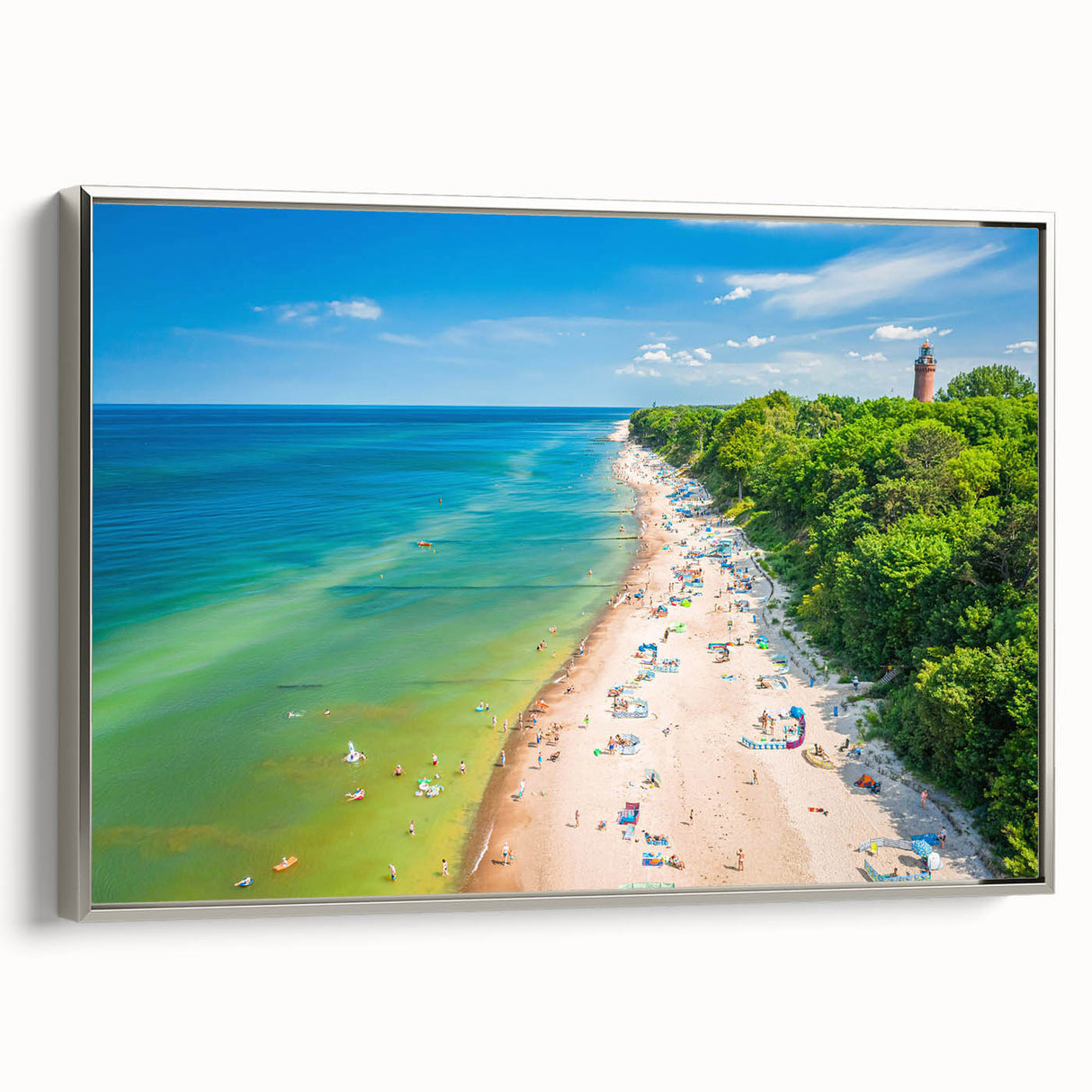 Landscape art painting of a European scenery in Poland, featuring colorful art on black framed canvas.