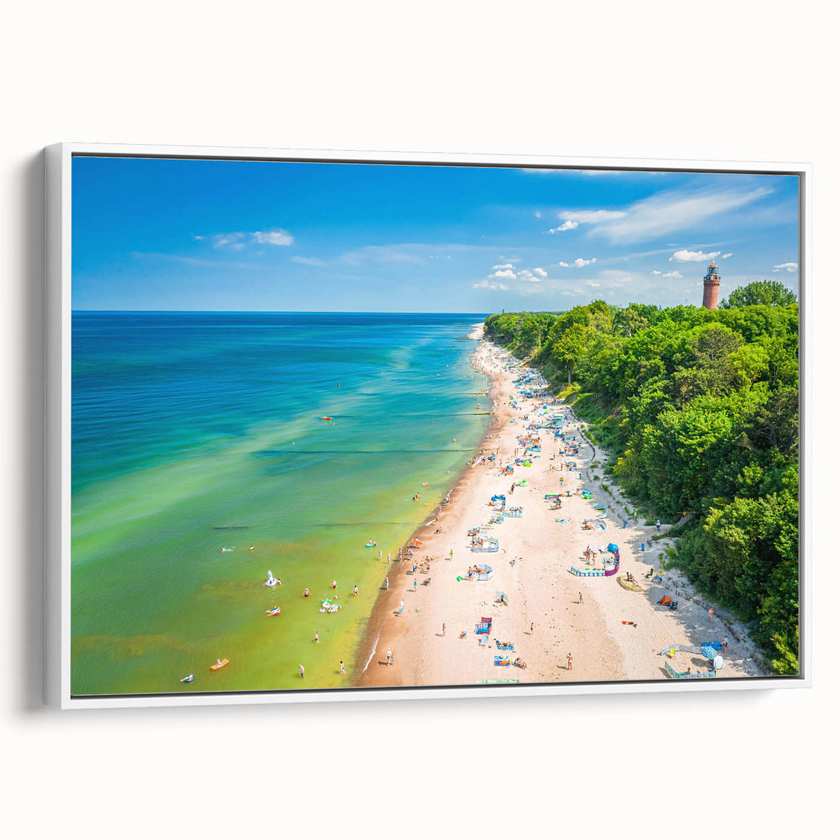 Vintage poster art of a European cityscape in colorful hues on extra large framed canvas, ideal for living room decor.