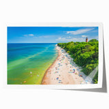 Extra large rolled print depicting a serene European landscape with vibrant green and blue hues.