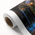 Art deco poster of Barcelona scenery in pastel shades on rolled canvas, ideal for nursery wall art.