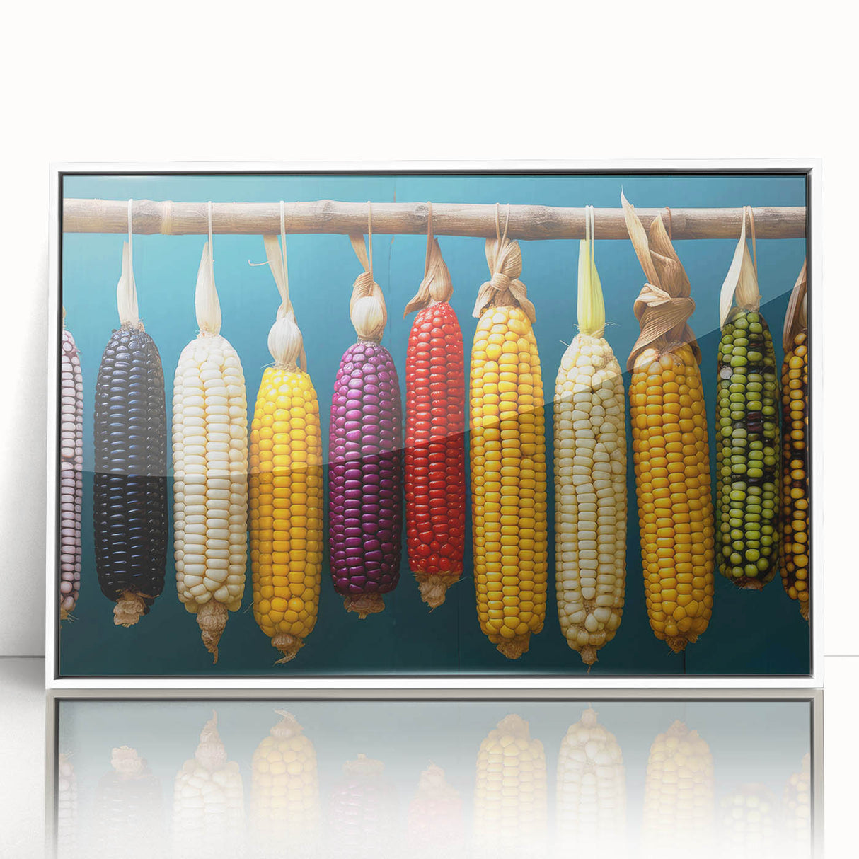 Framed acrylic print featuring a stylized Oaxaca, Mexico scenery in art deco style, with pastel color palette.
