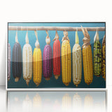 Framed acrylic print featuring a stylized Oaxaca, Mexico scenery in art deco style, with pastel color palette.