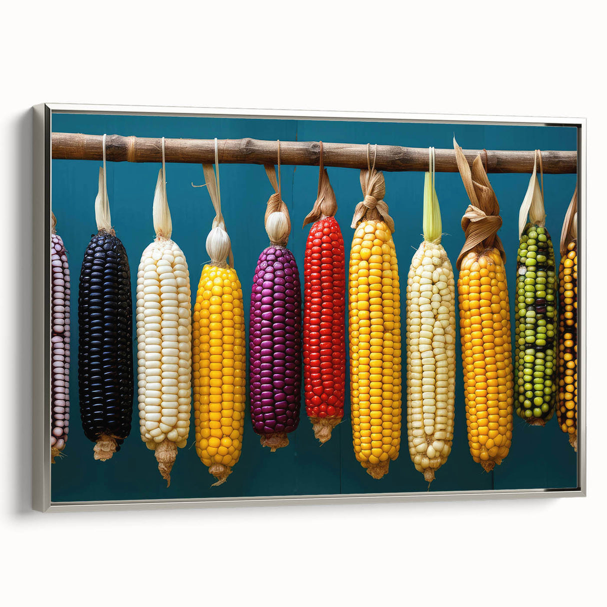 Landscape art painting of Oaxaca scenery on framed canvas, featuring vibrant colors with a vintage poster style.