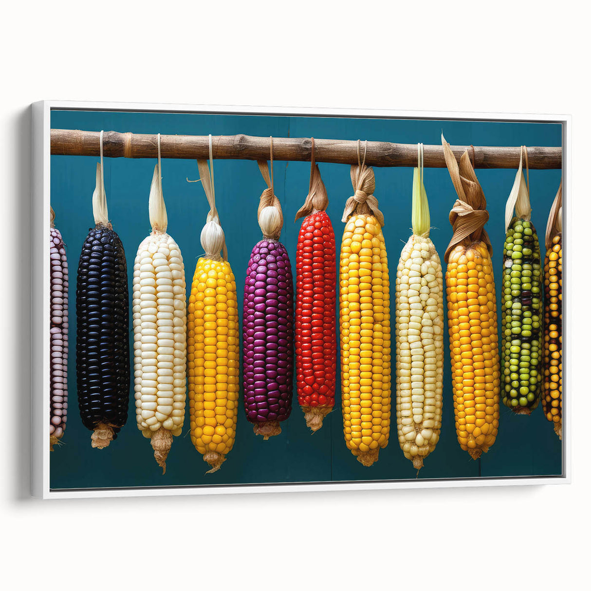 Vintage poster art of Oaxaca scenery on extra large framed canvas, featuring colorful art on black background.