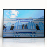 Large abstract wall art depicting a Yucatan, Mexico scenery in muted earth tones on a framed acrylic.