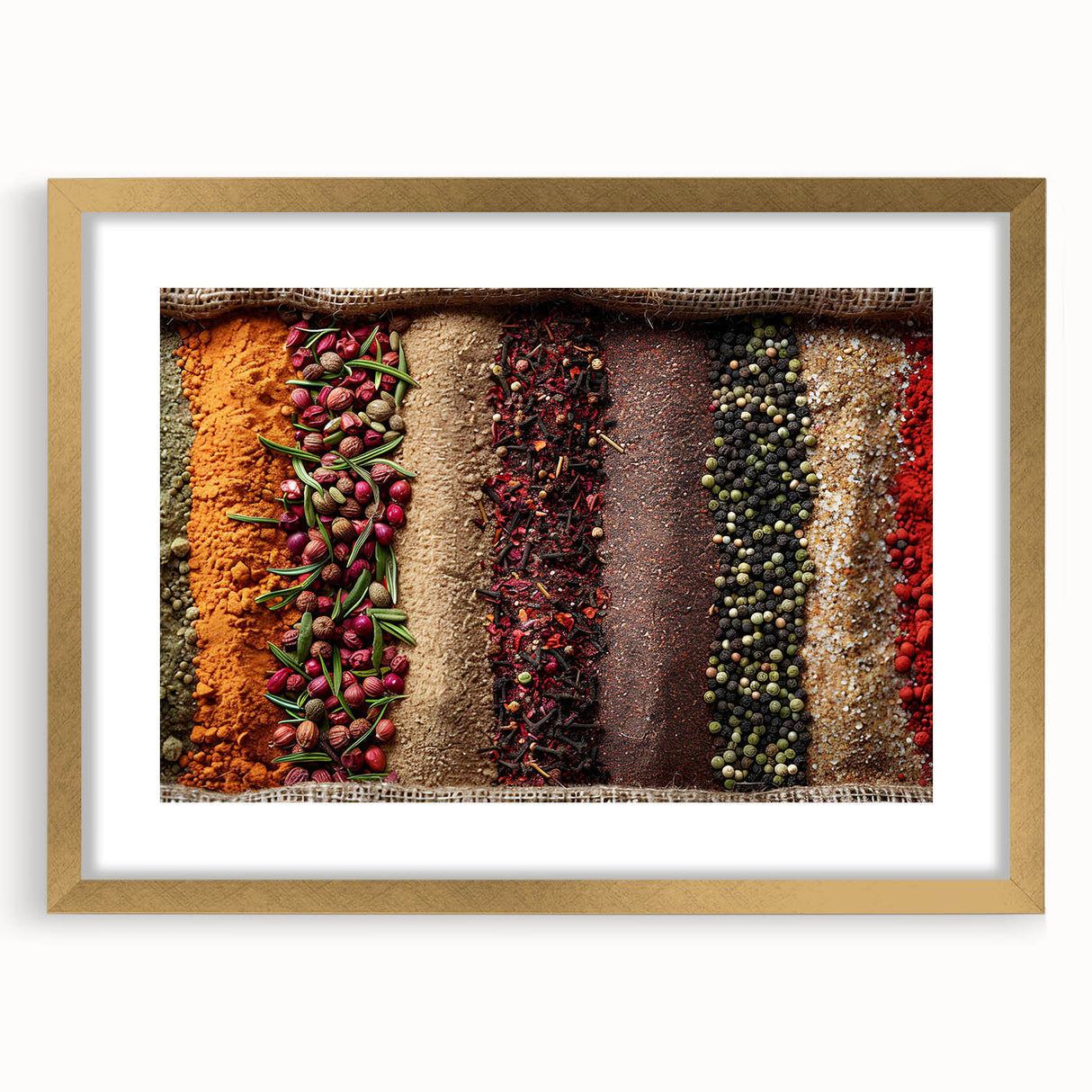 Extra large abstract art print of Dubai skyline in gold and blue tones on a framed canvas, suitable for living room decor.
