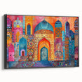 Black and white vintage poster art of an Iranian landscape on framed canvas, suitable for bedroom wall decor.