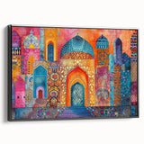 Black and white vintage poster art of an Iranian landscape on framed canvas, suitable for bedroom wall decor.