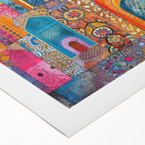 Art deco poster of a Middle Eastern Iran scenery in muted earth tones on rolled canvas, suitable for dining room wall art.