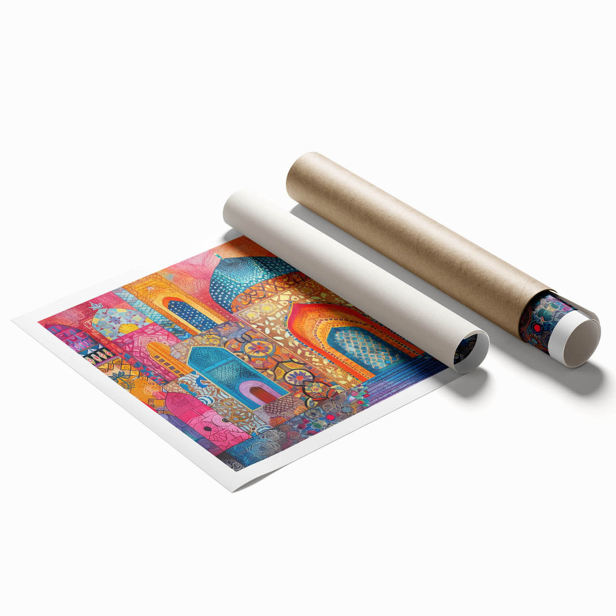 Extra large rolled print of a floral scene in muted earth tones, suitable as classy bathroom or large living room wall art.