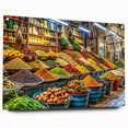 Acrylic print of Tel Aviv skyline in muted earth tones, ideal for dining room decor.