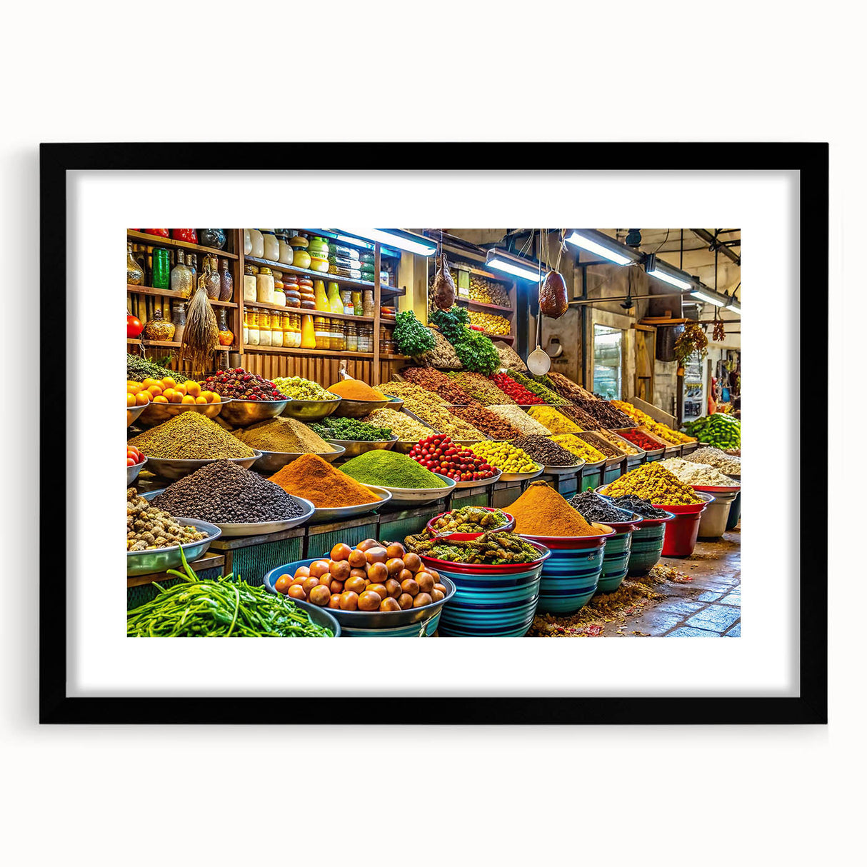 Abstract art print of Tel Aviv with vibrant colors on textured canvas, ideal for living room decor.