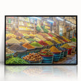 Large abstract wall art depicting the Tel Aviv skyline in muted earth tones on a framed acrylic print.