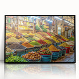 Large abstract wall art depicting the Tel Aviv skyline in muted earth tones on a framed acrylic print.