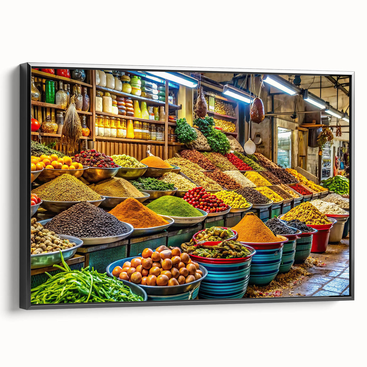 Black and white landscape art painting of Tel Aviv, framed canvas, ideal for bedroom wall decor.