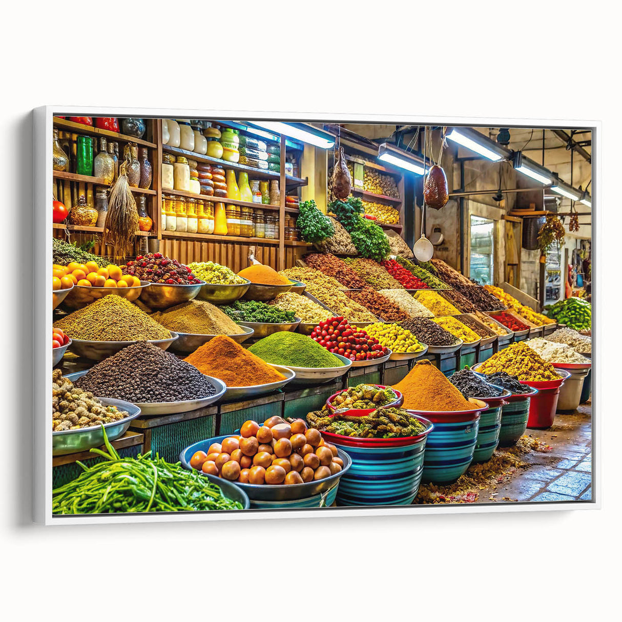 Vintage poster art of Tel Aviv with colorful, vibrant hues on extra-large framed canvas, ideal for living room decor.