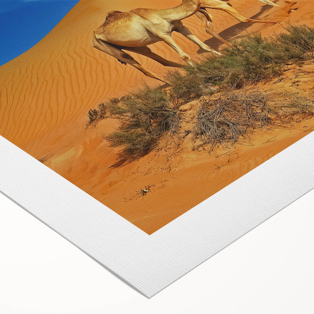 Art deco poster of a Middle Eastern landscape in muted earth tones on rolled canvas, suitable for dining room decor.