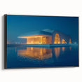 Black and white framed canvas featuring a vintage-style landscape of Abu Dhabi, ideal for bedroom wall decor.