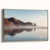 Framed canvas of Auckland skyline in muted grayscale, ideal for bedroom wall art.