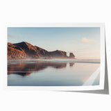 Extra large rolled print of Auckland skyline with muted blue and gray tones, ideal for art wall dining room.