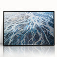 Large abstract wall art featuring a serene New Zealand Canterbury landscape in muted earth tones, framed in black acrylic.