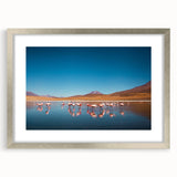 Textured abstract art print depicting a Bolivian landscape in muted earth tones, framed in silver, ideal for bedroom art.