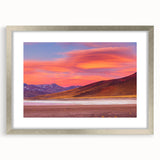 Textured art print of an abstract South American scenery in silver frame, ideal for bedroom decor.