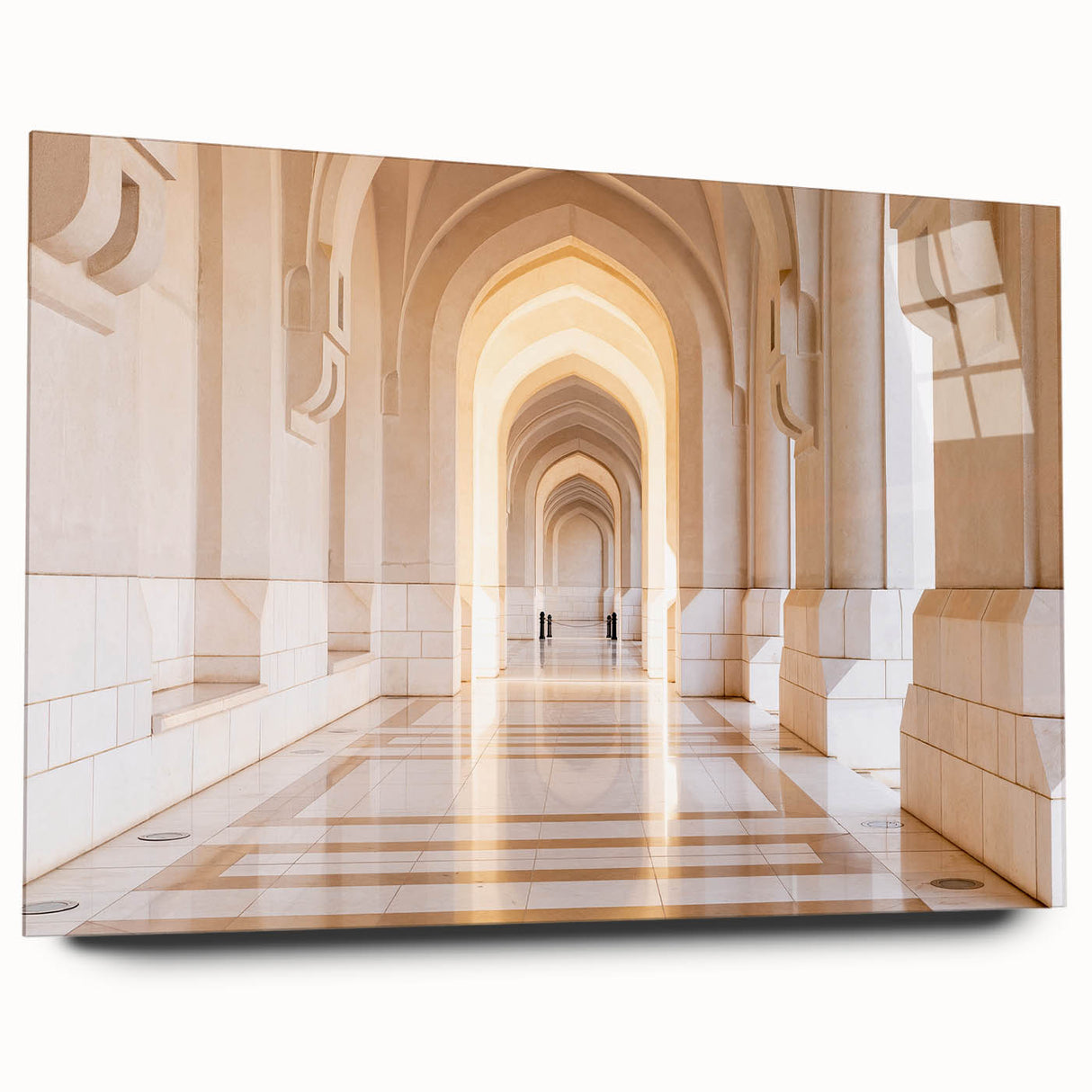 Large abstract wall art featuring swirling blue and gray tones on acrylic glass, suitable for bedroom or dining room decor.