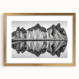 Extra large wall art featuring an abstract textured depiction of an Alaskan landscape in muted earth tones, framed in gold.
