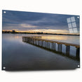 Acrylic print of a large abstract Daytona scenery in vibrant blue and green tones, ideal for dining room decor.