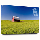 Acrylic glass print of Idaho scenery with muted earth tones, ideal for dining room decor.