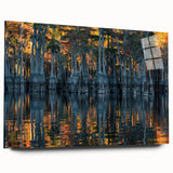 Large abstract wall art featuring Louisiana scenery in muted earth tones on acrylic glass.