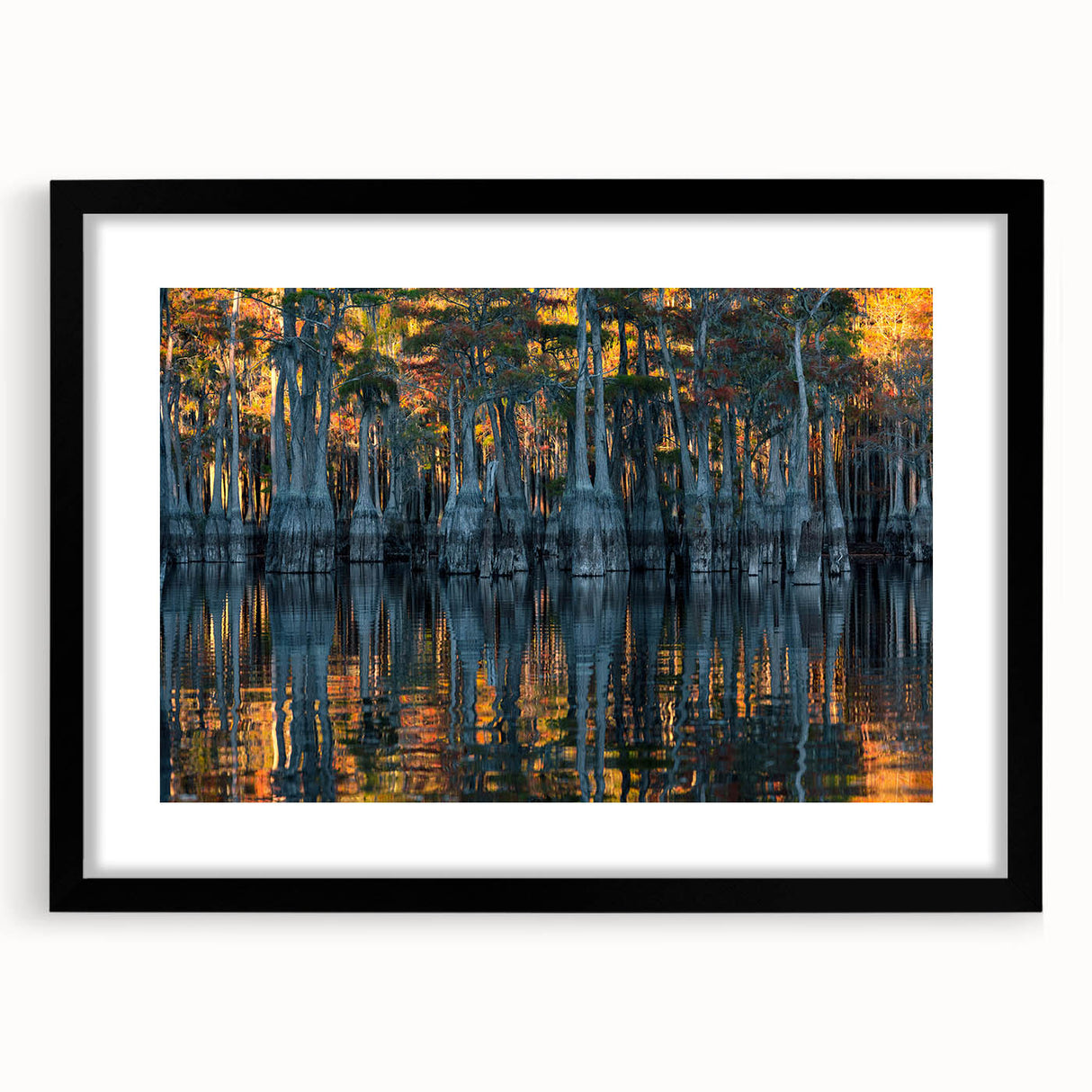 Abstract art print of a colorful Louisiana landscape in vibrant hues on a large textured canvas, ideal for living room decor.
