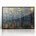Large abstract wall art depicting a vibrant Louisiana landscape in mid-century modernist style on black framed acrylic.