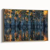 Framed canvas depicting a vintage-style Louisiana landscape in muted gold and black tones, suitable for bedroom wall art.